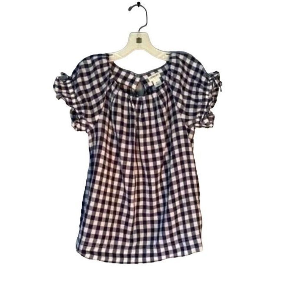 Crewcuts girls blue and white gingham checkered short sleeve top 6/7